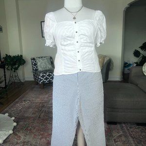 ❤️ Jones New York Ankle Length Plus 18W Women's Blue & White Seersucker Pants